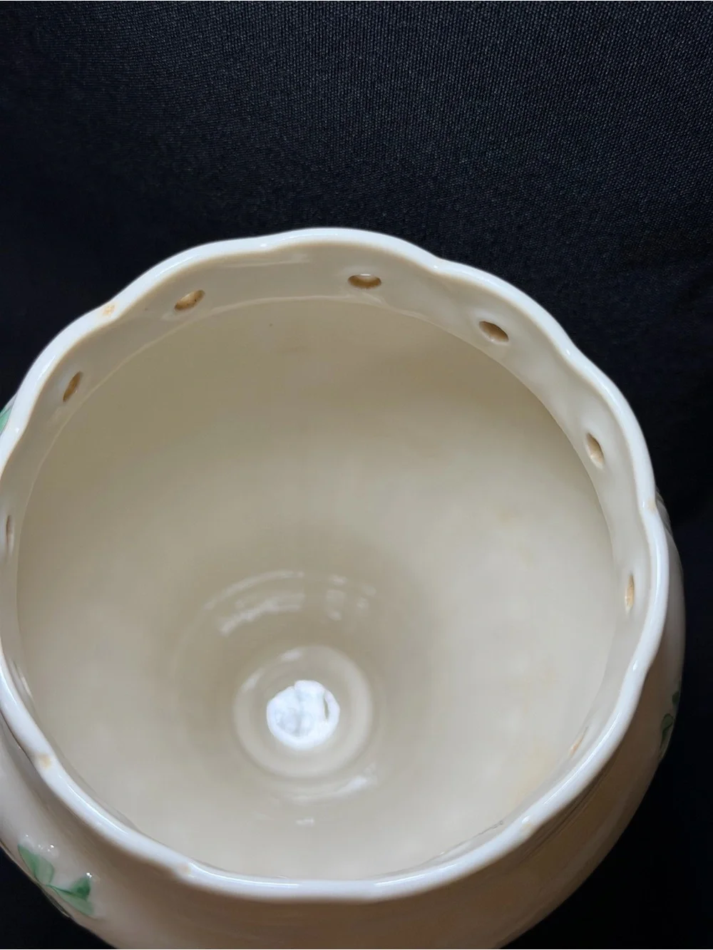 Belleek Shamrock Clover Scalloped Rim Footed Vase Ireland